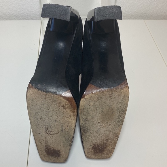 Stuart Weitzman Black Suede Bootie Square Toe 10 - Picture 9 of 9